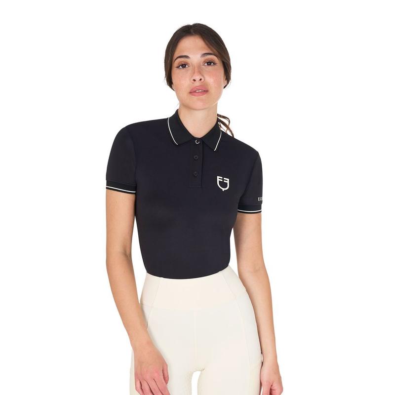 Koszulka damska polo Equestro Black, czarna