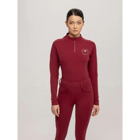 Bluzka techniczna damska Tommy Hilfiger Equestrian Arizona Top Rouge, bordowa