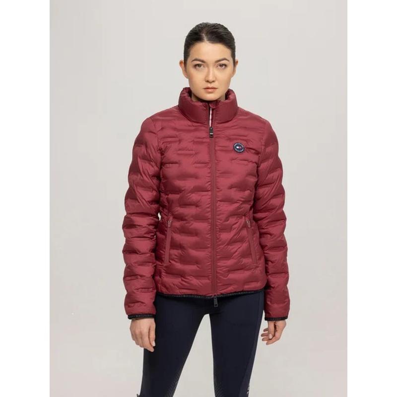 Kurtka zimowa damska puchowa Tommy Hilfiger Equestrian Rouge, bordowa