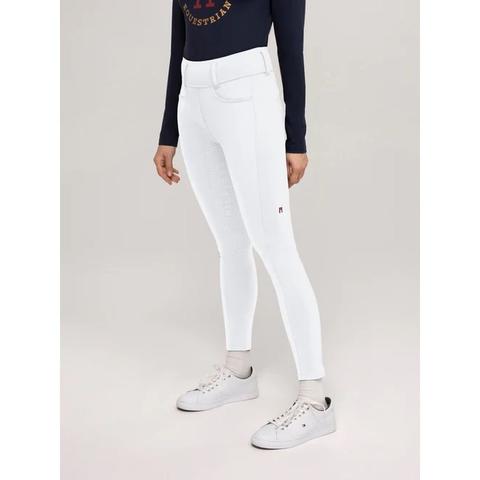 Bryczesy damskie Tommy Hilfiger Equestrian Vermont z pełnym lejem silikonowym TH Optic White, białe