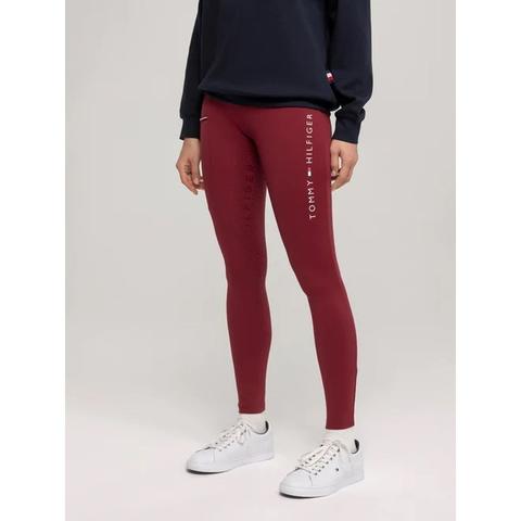 Legginsy zimowe damskie Tommy Hilfiger Equestrian Elmira Rouge, bordowe