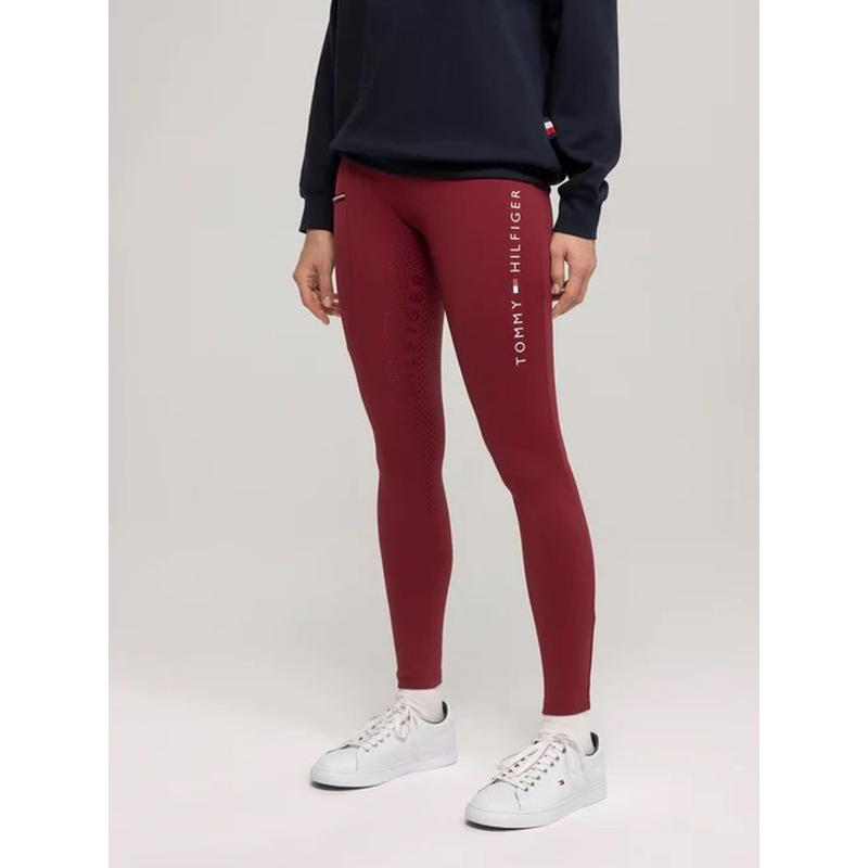 Legginsy zimowe damskie Tommy Hilfiger Equestrian Elmira Rouge, bordowe