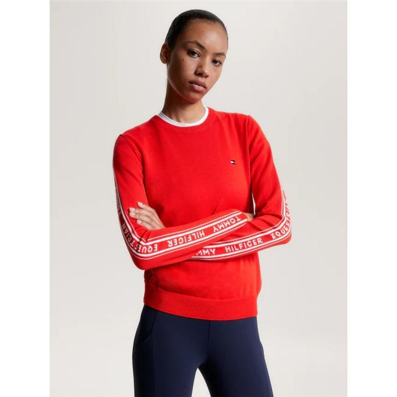 Sweter damski Tommy Hilfiger Equestrian Seattle Fierce Red, czerwony