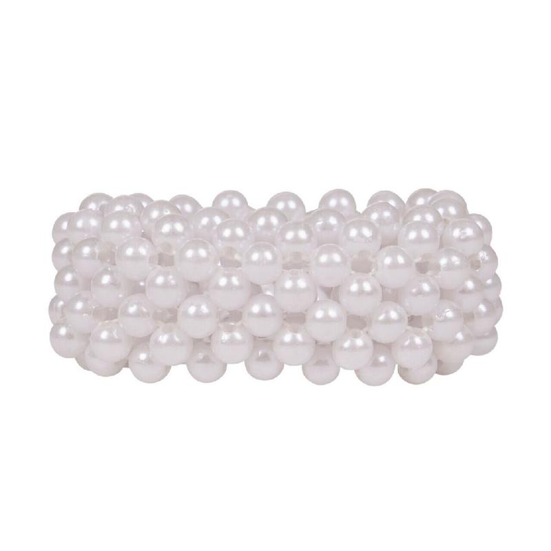 Gumka do włosów z perełkami QHP Beads White, biała