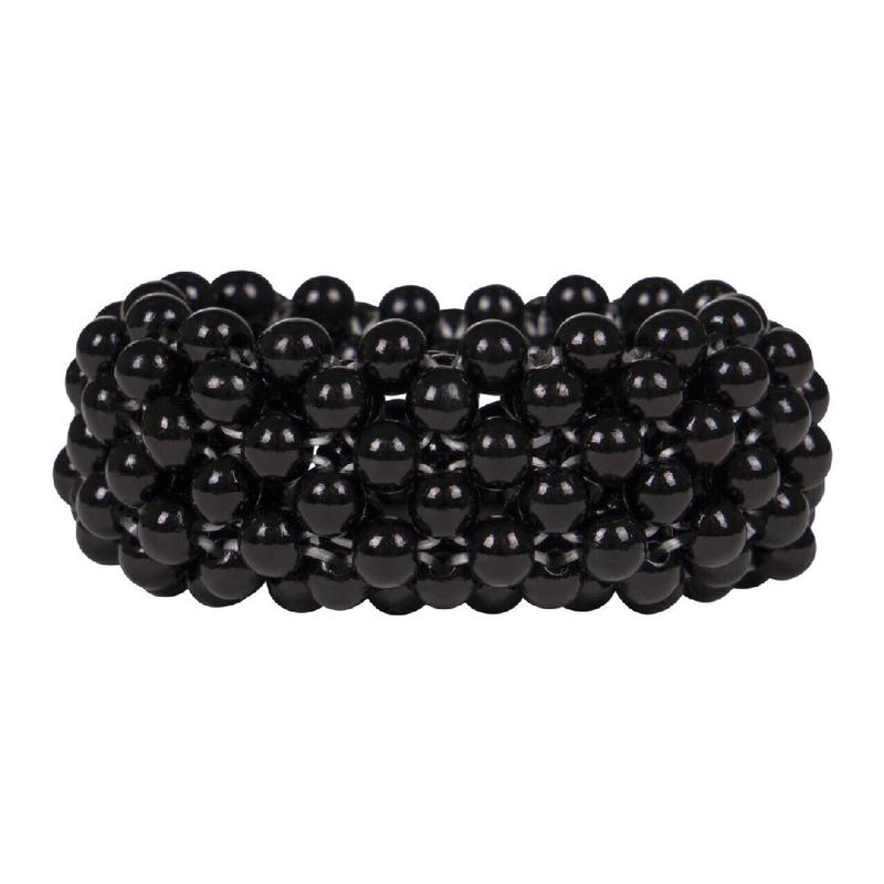 Gumka do włosów z perełkami QHP Beads Black, czarna