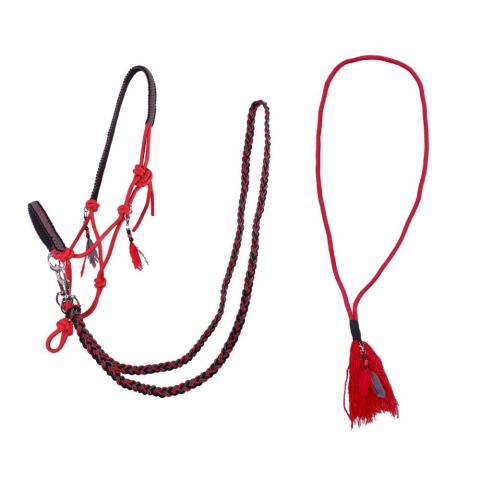 Kantar sznurkowy z wodzami i liną balansową cordeo QHP czerwony